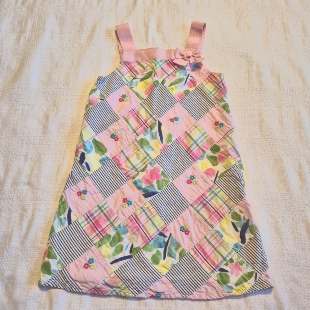 Gymboree girls size 5 Flower Garden Madras Plaid flower patchwork sundress